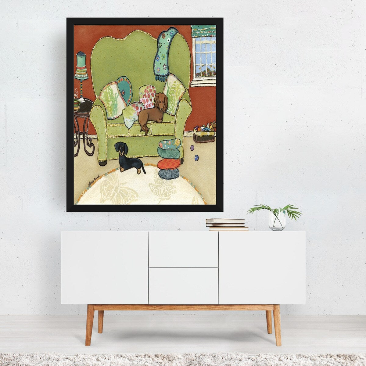 Dachshund Love Painting Dog Rustic Art Print/Poster