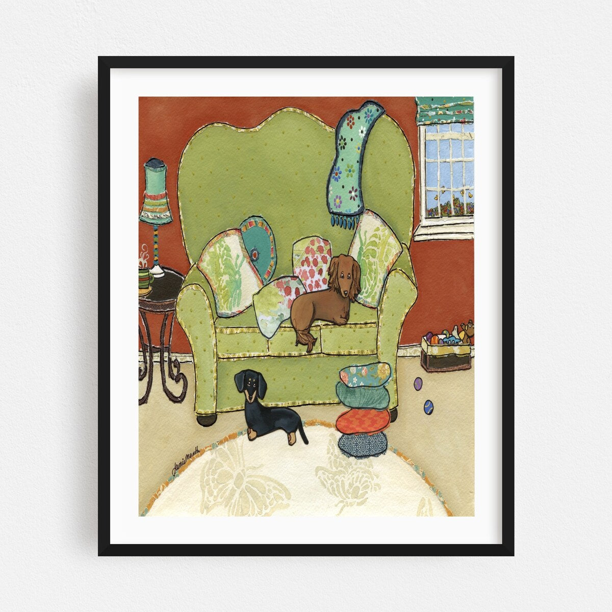 Dachshund Love Painting Dog Rustic Art Print/Poster