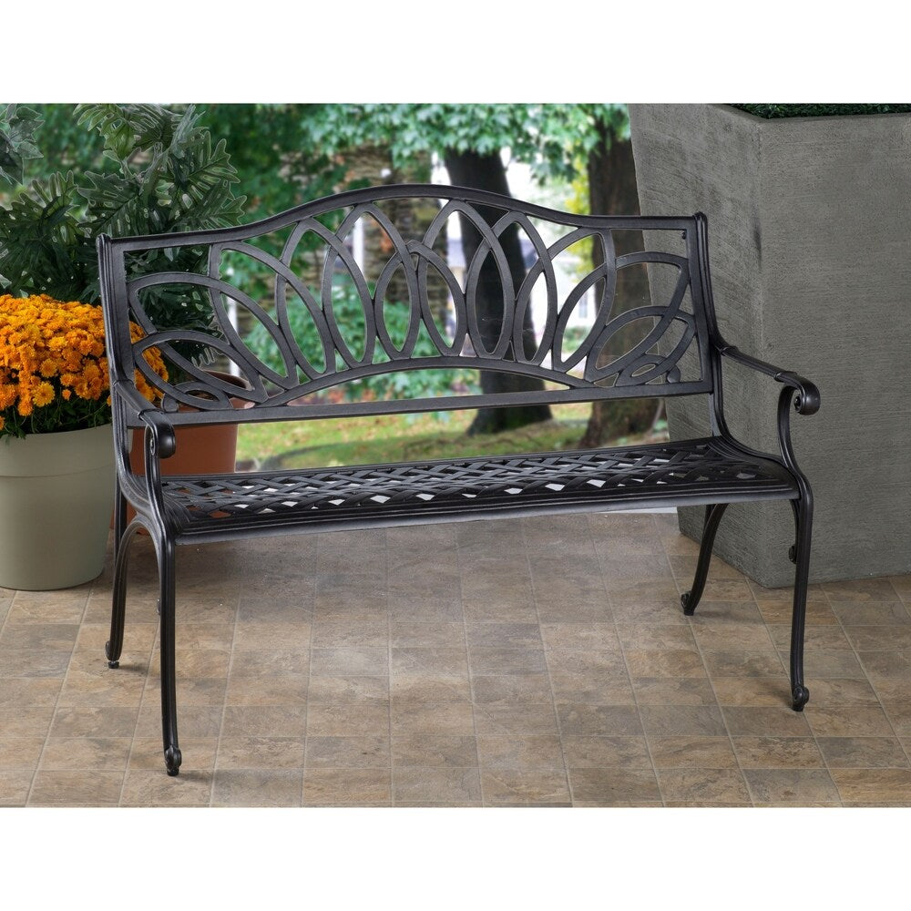 Daffodil Blacksmith Finish Cast Aluminum Outdoor Bench