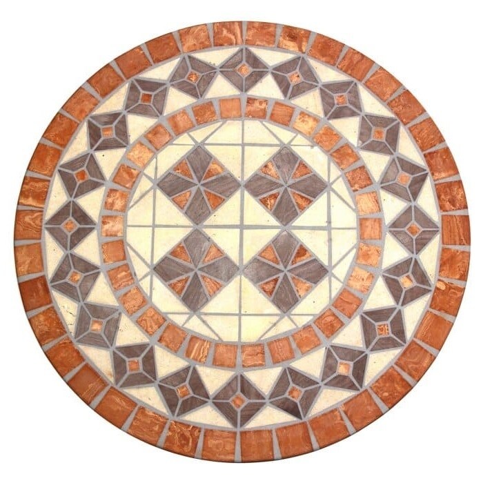 Daily Boutik 24-inch Round Bistro Style Mosaic Terracotta Tile Outdoor Patio Table - 24" x 24" x 20"