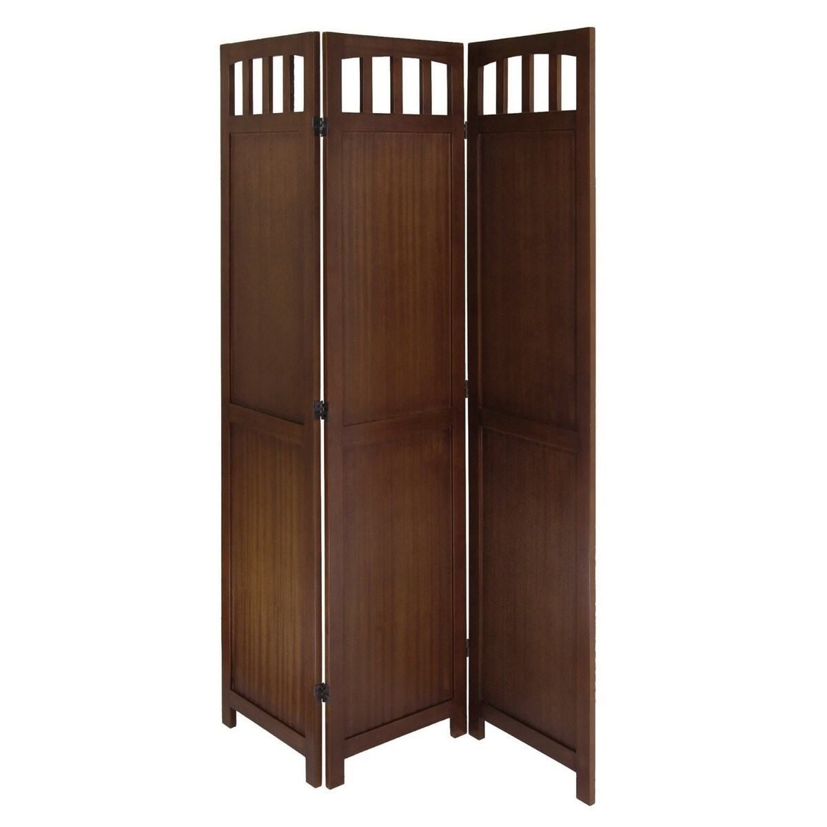 Daily Boutik 3-Panel Wooden Folding Room Divider Screen in Walnut Finish