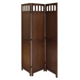 Daily Boutik 3-Panel Wooden Folding Room Divider Screen in Walnut Finish