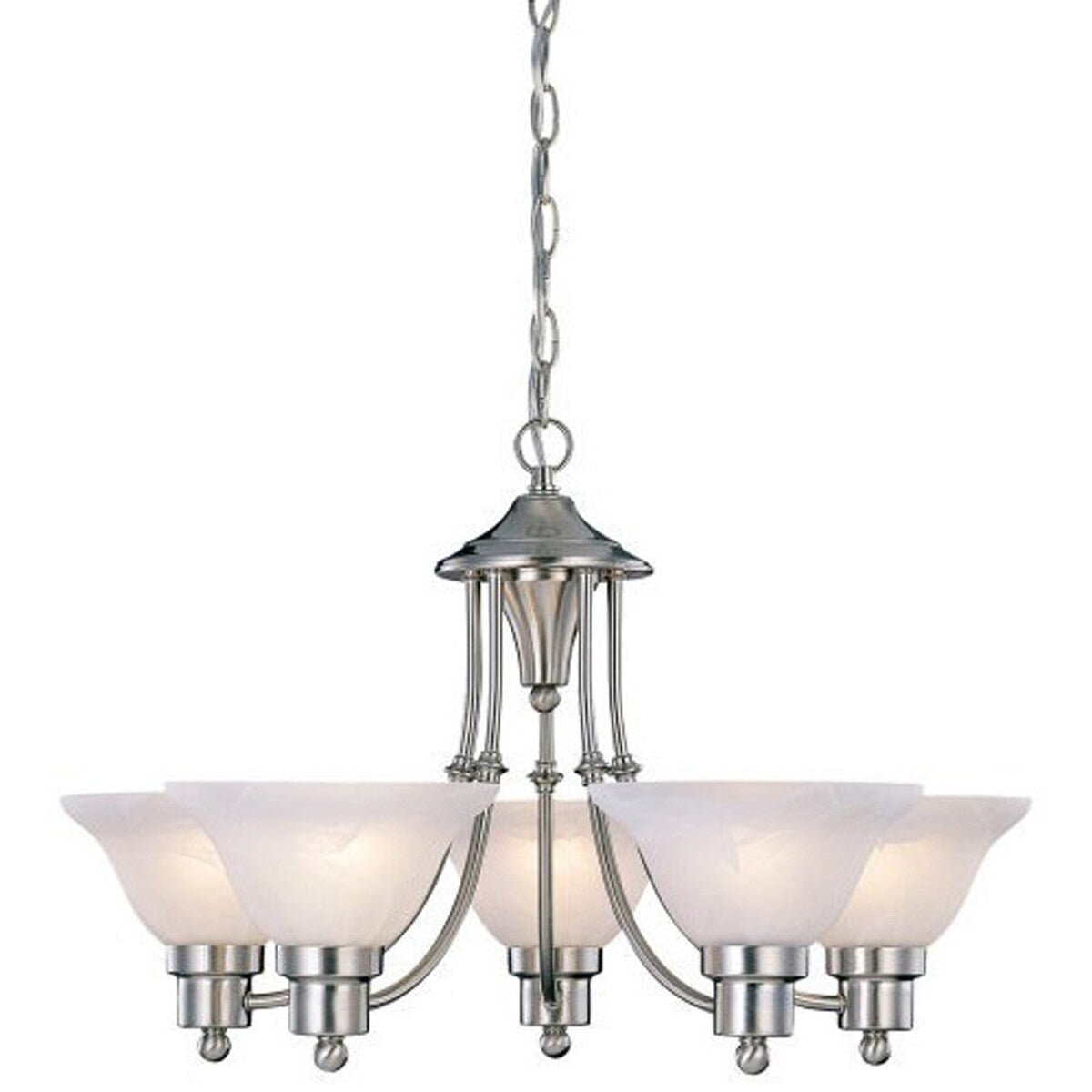 Daily Boutik 5-Light Brushed Nickel Chandelier with White Frosted Shades