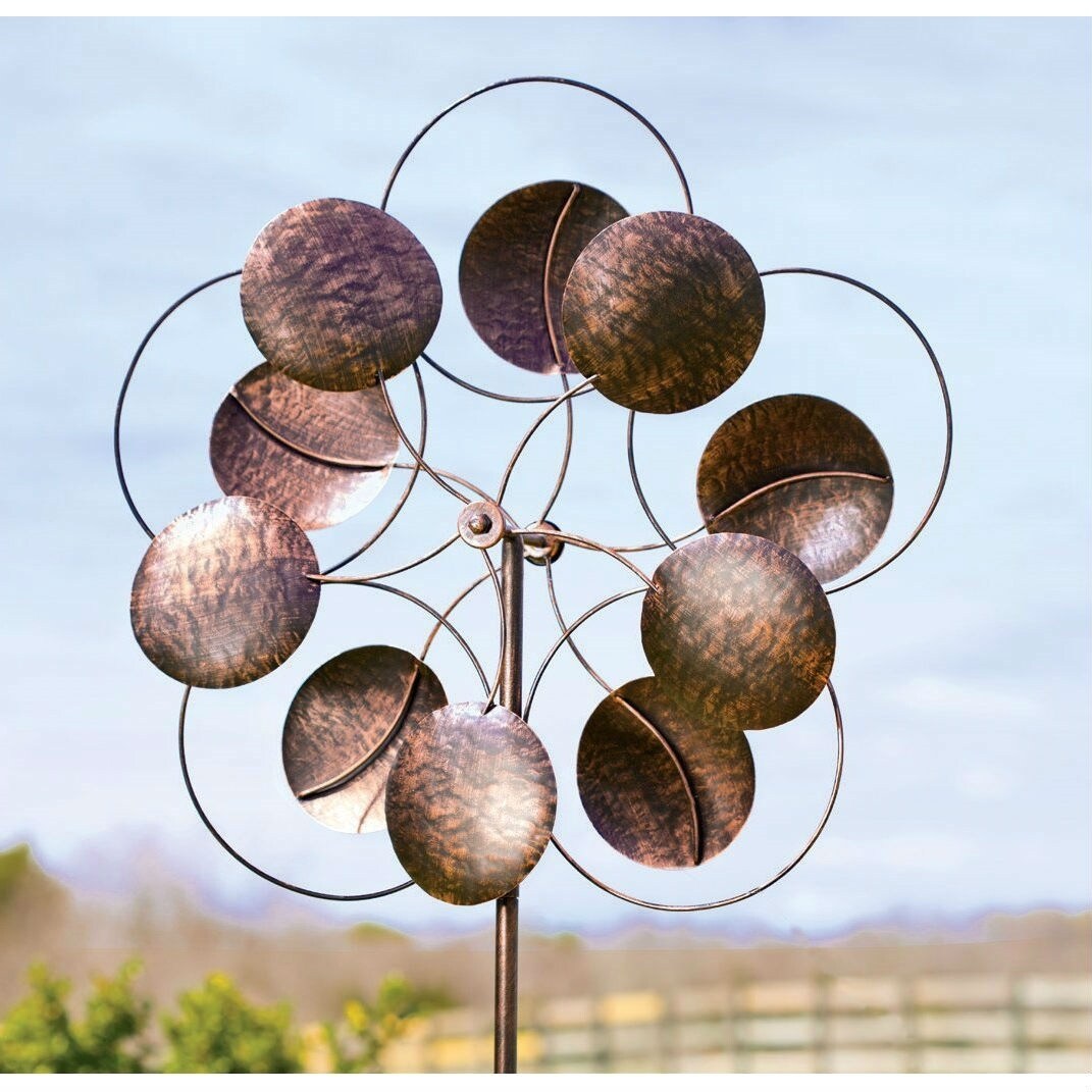 Daily Boutik 6-Ft Tall Bronze Finish Metal Wind Spinner Spinning Outdoor Modern Art