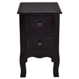 Daily Boutik Black Wooden 2-Drawer Accent End Table Nightstand