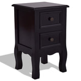Daily Boutik Black Wooden 2-Drawer Accent End Table Nightstand