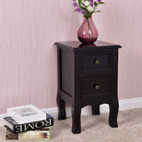 Daily Boutik Black Wooden 2-Drawer Accent End Table Nightstand