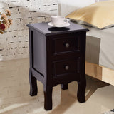 Daily Boutik Black Wooden 2-Drawer Accent End Table Nightstand