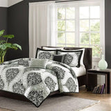 Daily Boutik California King size 5-Piece Black White Damask Comforter Set