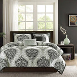 Daily Boutik California King size 5-Piece Black White Damask Comforter Set