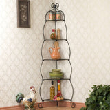 Daily Boutik Corner Bakers Rack 5-Tier Shelves with Decorative Metal Scrollwork
