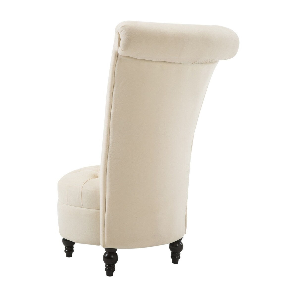 Daily Boutik Cream Tufted High Back Plush Velvet Upholstered Accent Low Profile Chair - 26" x 33" x 45"