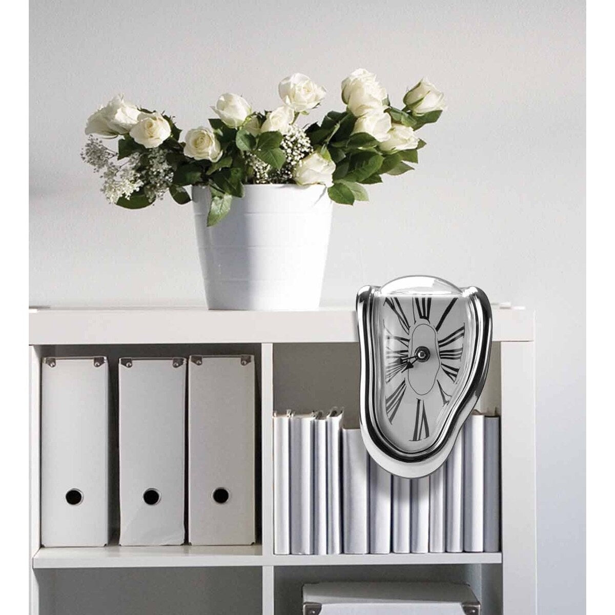 Daily Boutik Dali Style Chrome Plated Melting Wall Clock - 9" x 9" x 10"
