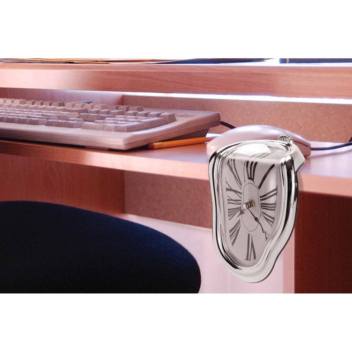 Daily Boutik Dali Style Chrome Plated Melting Wall Clock - 9" x 9" x 10"