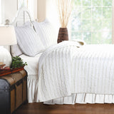 Daily Boutik King size 3-Piece Quilt Set with 2 Pillow Shams 100% Cotton White Ruffles