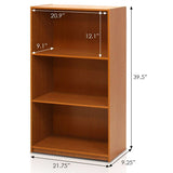 Daily Boutik Modern 3-Shelf Bookcase in Light Cherry Wood Finish - 9" x 22" x 40"