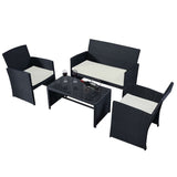 Daily Boutik Modern 4-Piece Outdoor Black PE Rattan Patio Furniture Set