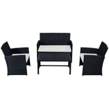 Daily Boutik Modern 4-Piece Outdoor Black PE Rattan Patio Furniture Set