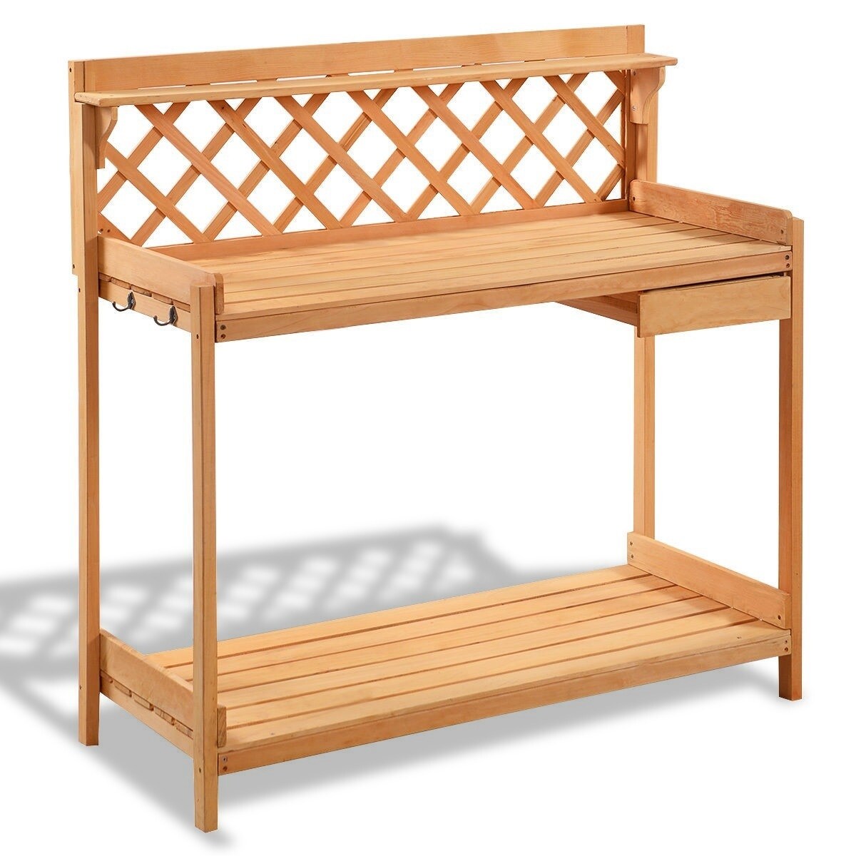 Daily Boutik Outdoor Home Garden Wooden Potting Bench with Storage Drawer