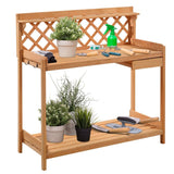 Daily Boutik Outdoor Home Garden Wooden Potting Bench with Storage Drawer