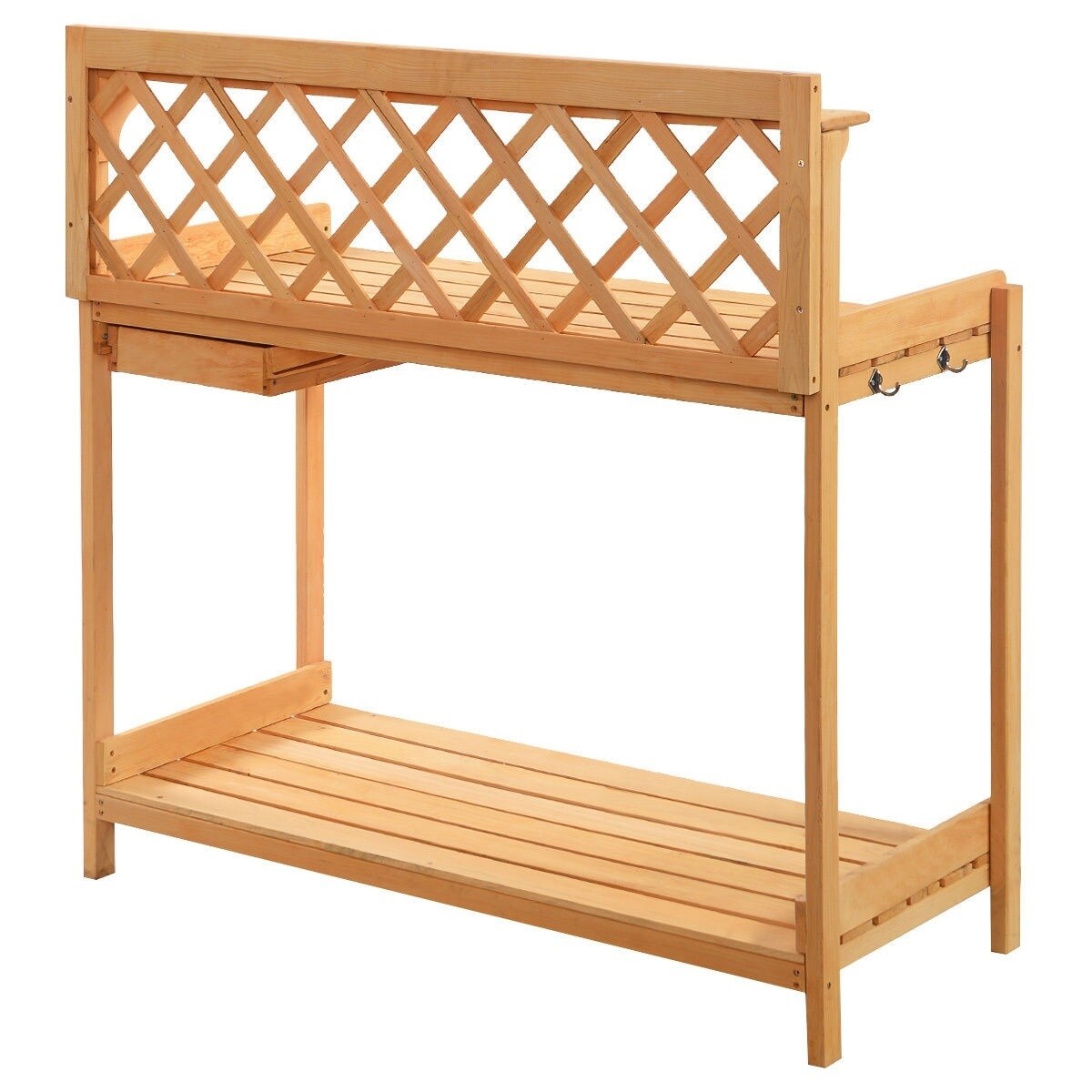 Daily Boutik Outdoor Home Garden Wooden Potting Bench with Storage Drawer