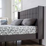 Daily Boutik Queen size Grey Wingback Upholstered Platform Bed