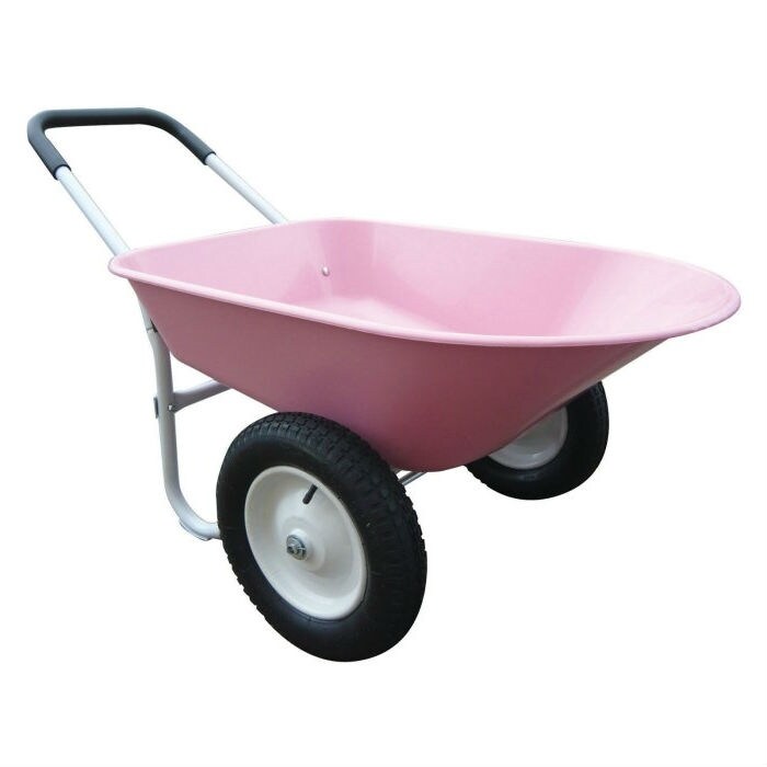 Daily Boutik Rust Proof Cushioned Handle Pink Poly Wheelbarrow