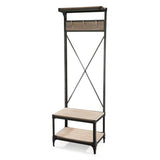 Daily Boutik Rustic Gray Black Metal Frame Entryway Storage Hall Tree - 24 x "17 x "72"