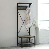 Daily Boutik Rustic Gray Black Metal Frame Entryway Storage Hall Tree - 24 x "17 x "72"