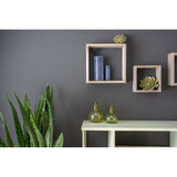Daily Boutik Set of 3 Square Rustic White Wash Wood Open Box Shelve