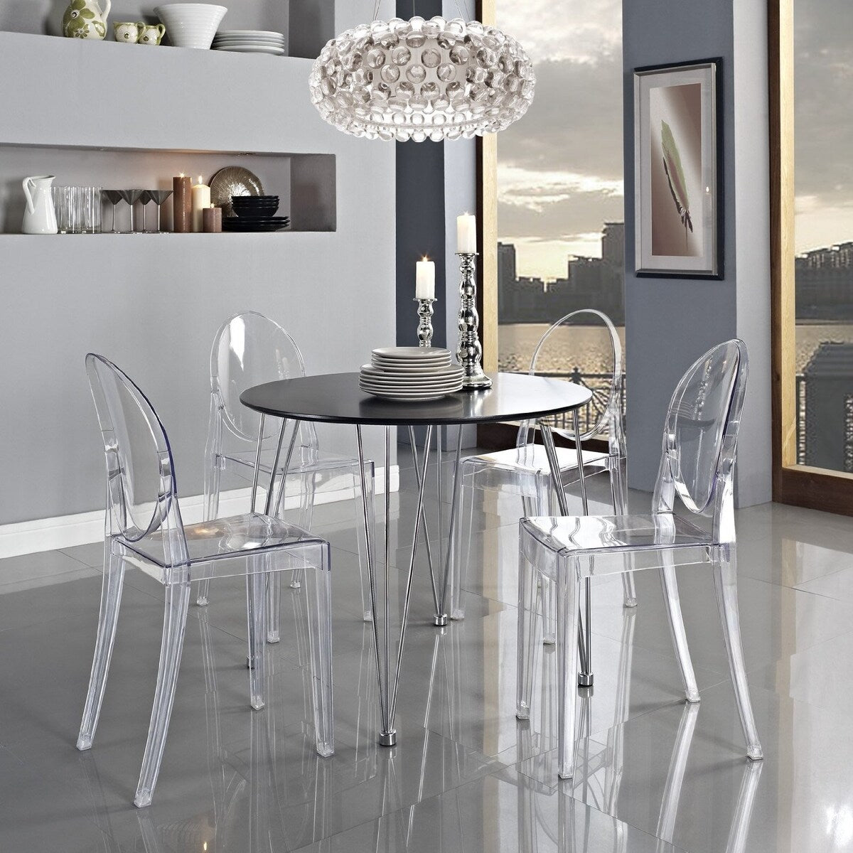 Daily Boutik Stackable Clear Acrylic Dining Chair for Indoor or Outdoor Use - 15" x 20" x 36"