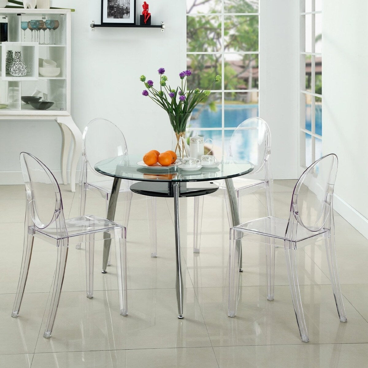 Daily Boutik Stackable Clear Acrylic Dining Chair for Indoor or Outdoor Use - 15" x 20" x 36"