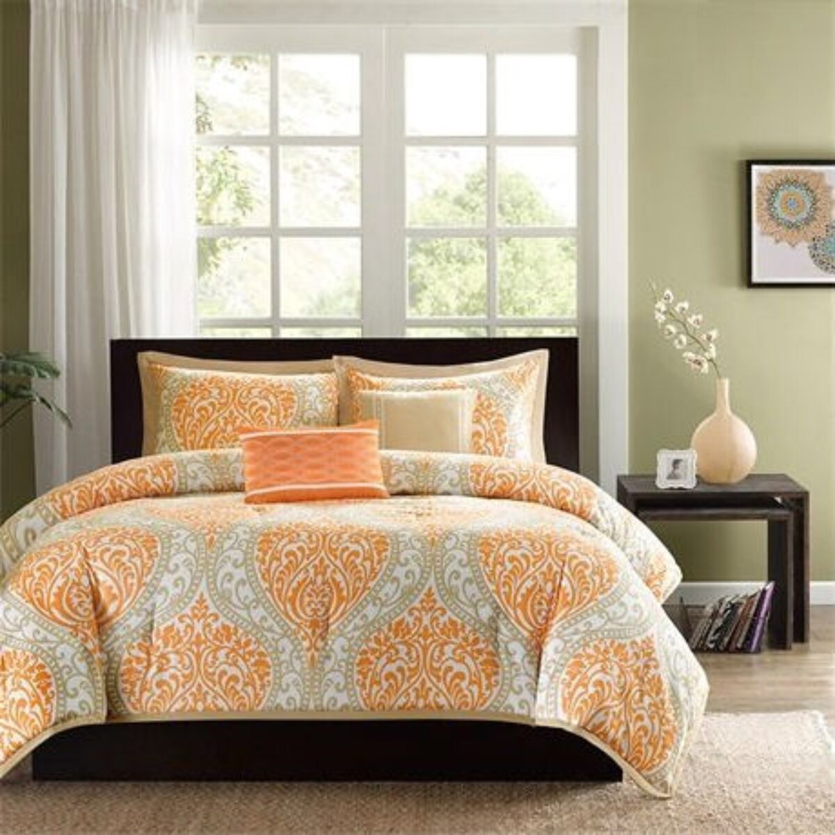 Daily Boutik Twin / Twin XL Aqua Teal Turquoise Blue White Modern Damask Comforter Set