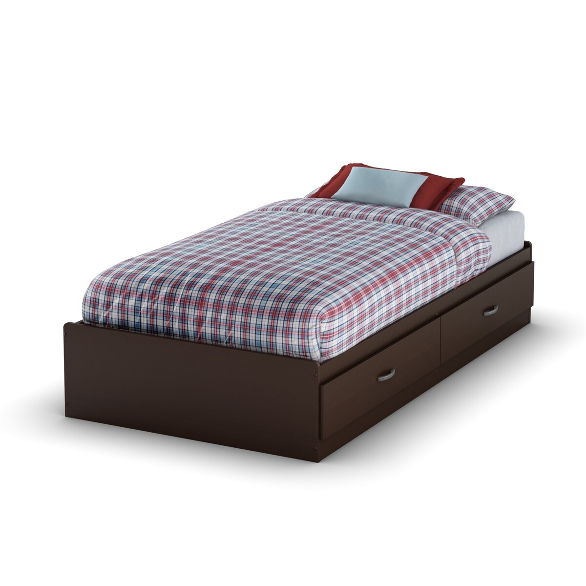 Daily Boutik Twin size Platform Bed with 2 Storage Drawers in Chocolate