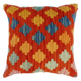 Daina Rust/Orange Hand-Woven Kilim Throw Pillow(18"x18")
