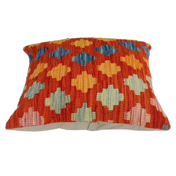 Daina Rust/Orange Hand-Woven Kilim Throw Pillow(18"x18")