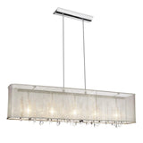Dainolite 5-light Horizontal Crystal Polished Chrome Chandelier in Oyster Organza Rectangular Shade - Polished Chrome/Oyster