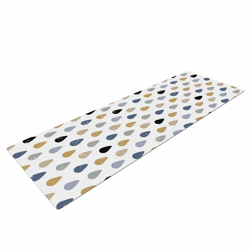 Daisy Beatrice "RAINDROPS MINI - SLATE-GOLD" Yoga Mat - White