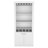 Dakota Bar Double Door Cabinet with 5 Wine Cubbies, Rack, and 2 Open Shelves