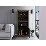 Dakota Bar Double Door Cabinet with 5 Wine Cubbies, Rack, and 2 Open Shelves