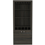 Dakota Bar Double Door Cabinet with 5 Wine Cubbies, Rack, and 2 Open Shelves