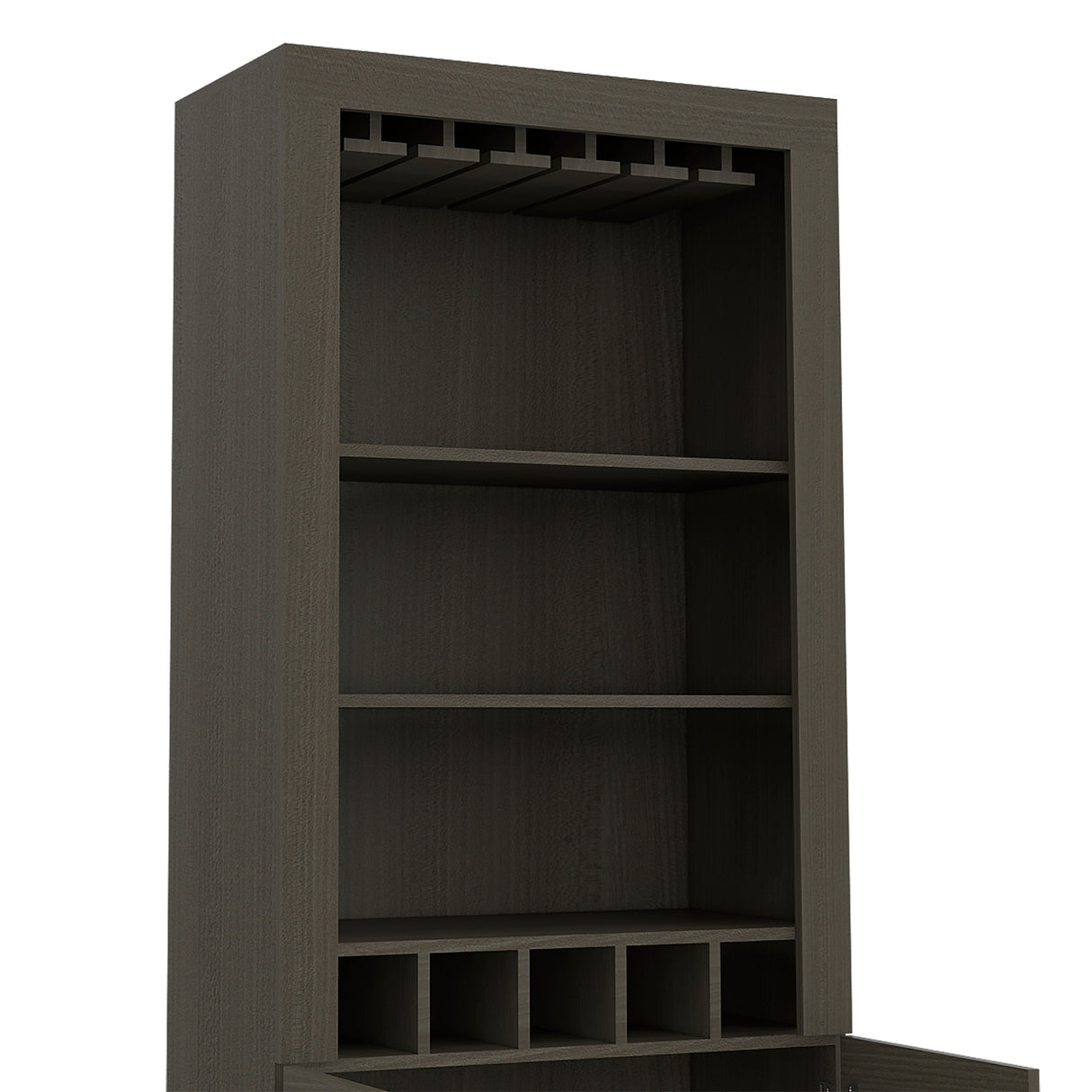 Dakota Bar Double Door Cabinet with 5 Wine Cubbies, Rack, and 2 Open Shelves