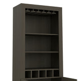 Dakota Bar Double Door Cabinet with 5 Wine Cubbies, Rack, and 2 Open Shelves