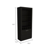 Dakota Bar Double Door Cabinet with 5 Wine Cubbies, Rack, and 2 Open Shelves