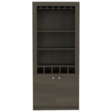 Dakota Bar Double Door Cabinet with 5 Wine Cubbies, Rack, and 2 Open Shelves