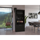 Dakota Bar Double Door Cabinet with 5 Wine Cubbies, Rack, and 2 Open Shelves