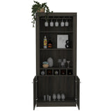 Dakota Bar Double Door Cabinet with 5 Wine Cubbies, Rack, and 2 Open Shelves
