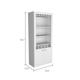 Dakota Bar Double Door Cabinet with 5 Wine Cubbies, Rack, and 2 Open Shelves