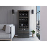 Dakota Bar Double Door Cabinet with 5 Wine Cubbies, Rack, and 2 Open Shelves