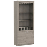 Dakota Bar Double Door Cabinet with 5 Wine Cubbies, Rack, and 2 Open Shelves